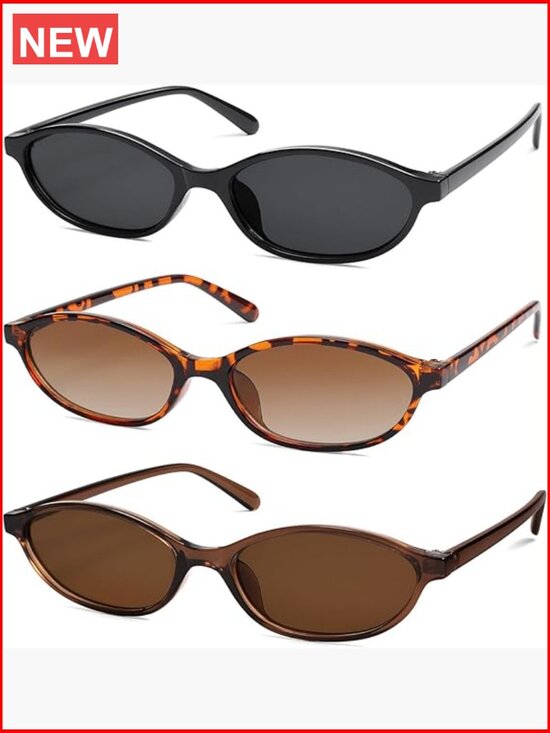 Retro Oval Cat Eye Sunglasses Y2K Trendy Narrow Sunnies HD TAC Lenses 99% UV main image 4